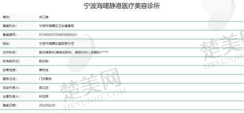 宁波静港医疗美容诊所资质