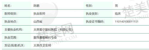 运城爱尔眼科医院陈鹏医生怎么样