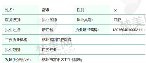 杭州富阳口腔医院舒娥医生怎么样