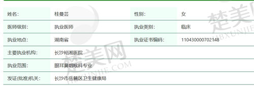 长沙裕湘眼科医院桂曼芸医生简介