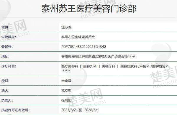 六、泰州苏王医疗美容门诊部价格表